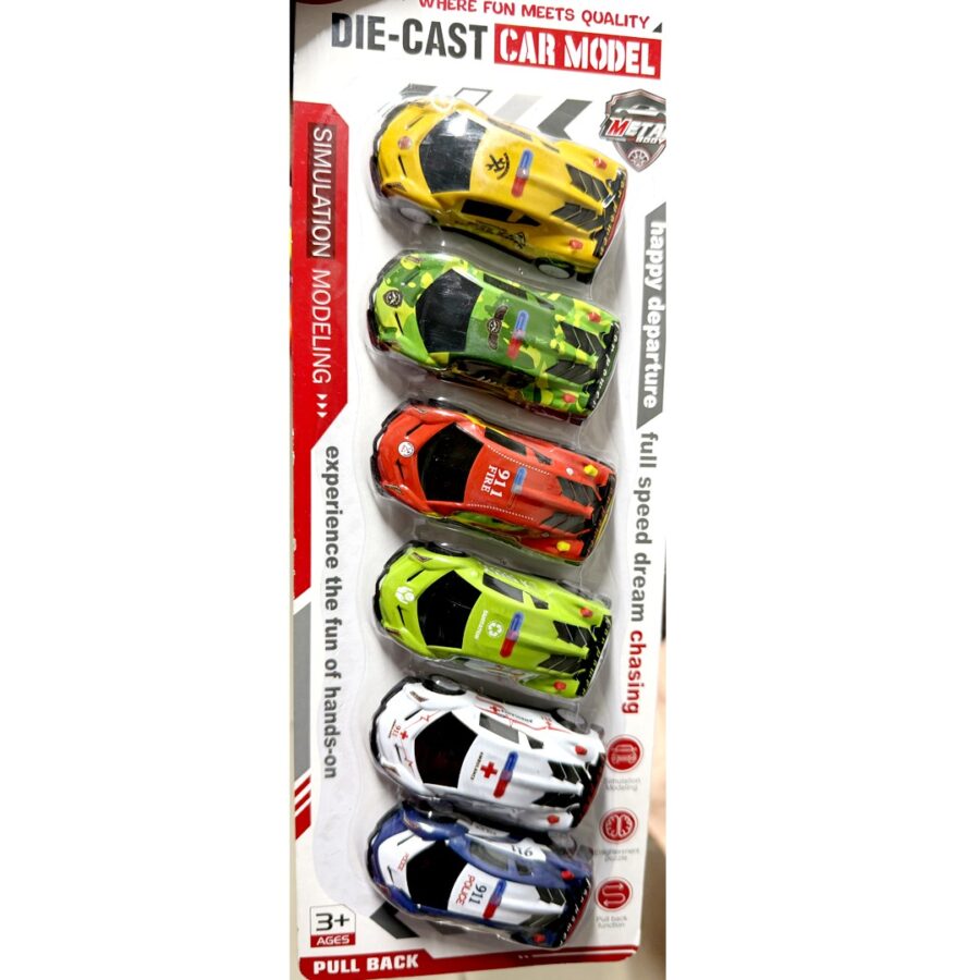 Die-Cast Pull-Back Sports Cars (6 pk)